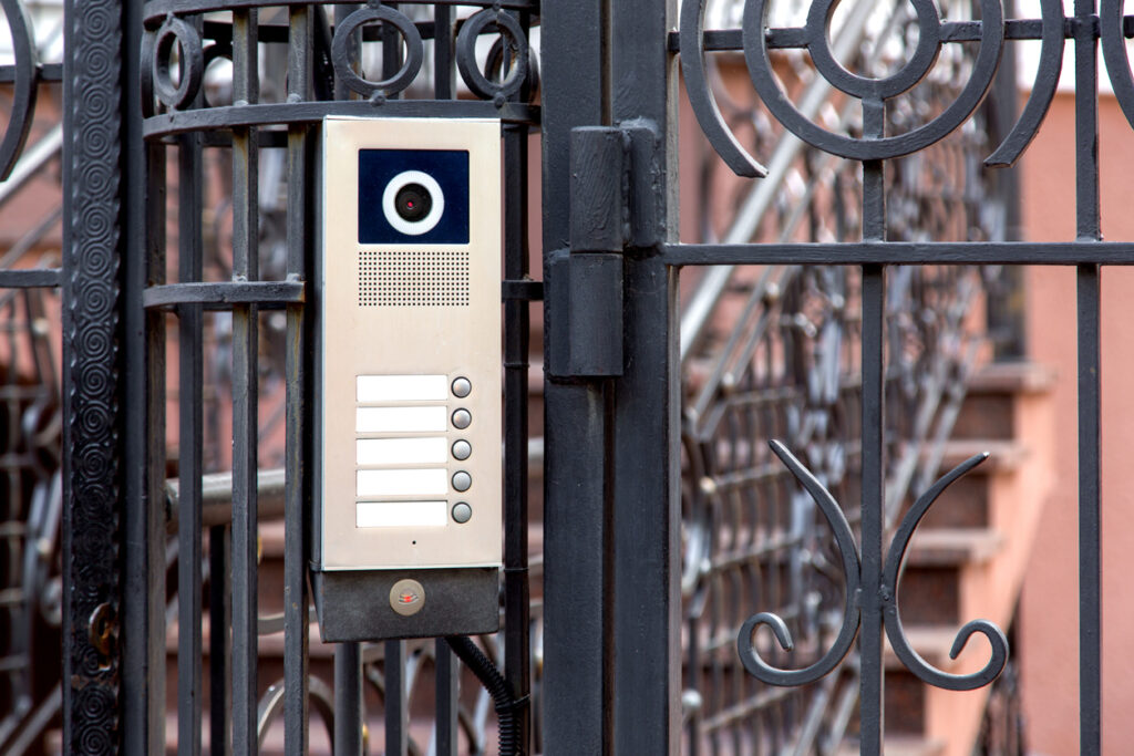 Secure wireless gate intercom system with built-in camera