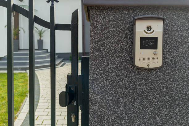  Outdoor gate intercom system with a camera for secure entry